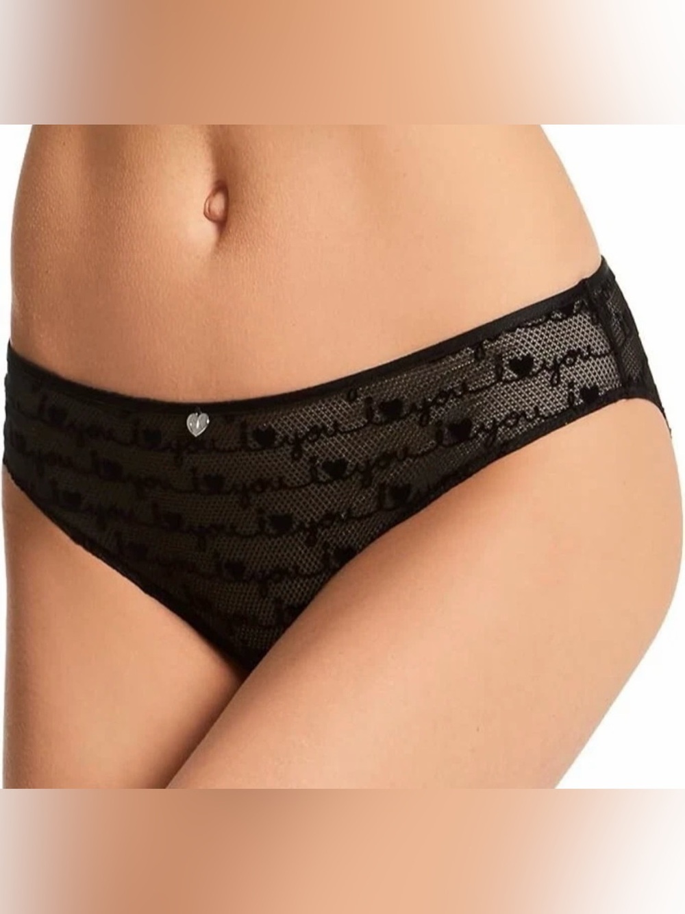 Calvin Klein I Heart You Mesh Bikini Underwear M  -Black-